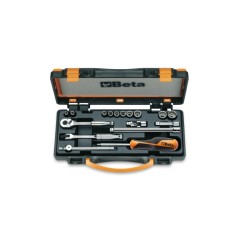 BETA 900AS/C17-MBM 10 chiavi a bussola poligonali ¼” e 7 accessori in cassetta di lamiera, misure in pollici