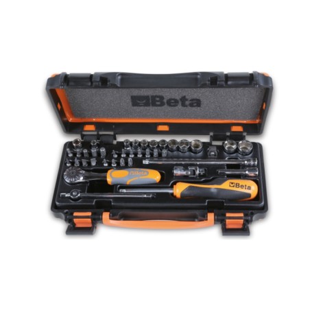 BETA 900/C11Z Assortimento di 11 chiavi a bussola esagonali, 20 inserti per avvitatori e 8 accessori in cassetta di lamiera ¼”
