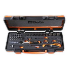 BETA 900U/C12M Assortimento di 12 chiavi a bussola multimpronta, 20 inserti per avvitatori e 7 accessori in termoformato morbido