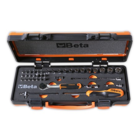 BETA 900U/C12M Assortimento di 12 chiavi a bussola multimpronta, 20 inserti per avvitatori e 7 accessori in termoformato morbido