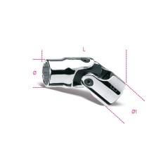 BETA 910AS-SN Chiavi a bussola snodate con attacco quadro femmina 3/8" bocca poligonale, cromate, misure in pollici