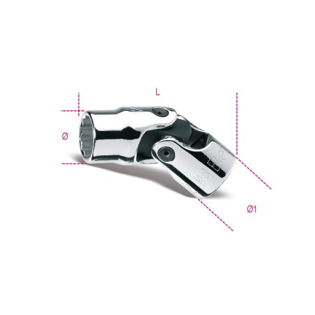 BETA 910AS-SN Chiavi a bussola snodate con attacco quadro femmina 3/8" bocca poligonale, cromate, misure in pollici