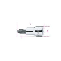 BETA 910PH Chiavi a bussola a giravite per viti con impronta a croce Philips® con attacco quadro 3/8" cromate - inserti bruniti