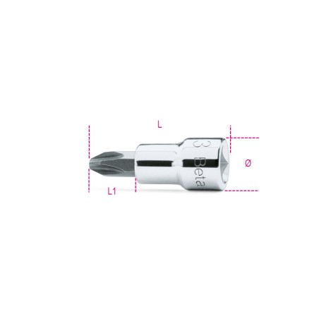 BETA 910PH Chiavi a bussola a giravite per viti con impronta a croce Philips® con attacco quadro 3/8" cromate - inserti bruniti