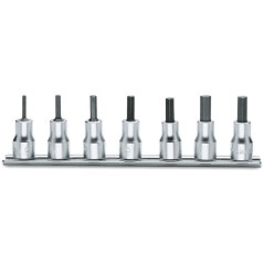 BETA 910PE/SB7 Serie di 7 chiavi a bussola maschio esagonale (art. 910PE) su supporto
