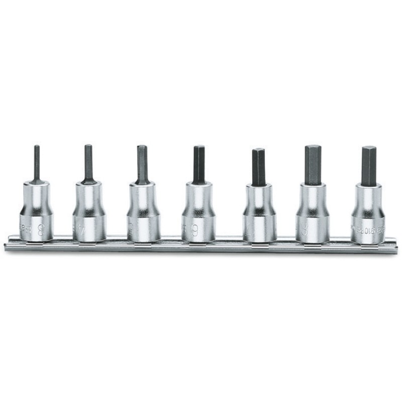 BETA 910PE/SB7 Serie di 7 chiavi a bussola maschio esagonale (art. 910PE) su supporto