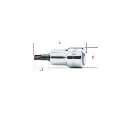 BETA 910TX Chiavi a bussola a giravite maschio per viti con impronta Torx® con attacco quadro femmina 3/8" cromate - inserti bru