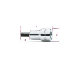 BETA 910PE/AS Chiavi a bussola maschio esagonale con attacco quadro femmina 3/8" cromate - inserti bruniti – misure in pollici