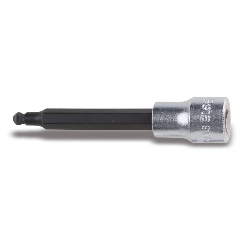BETA 910BP Chiavi a bussola maschio esagonale con estremità sferica con quadro femmina da 3/8" cromate - inserti bruniti