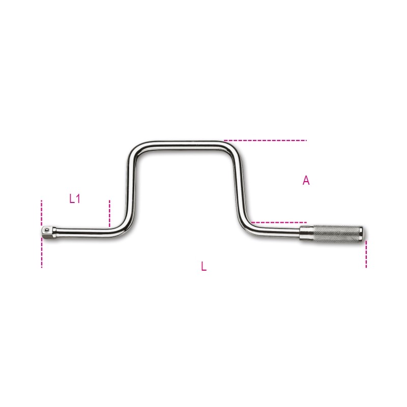 BETA 910/46 Quadro maschio 3/8" con manovella e impugnatura in metallo cromato