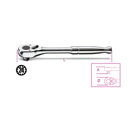 BETA 910M/55 Cricchetto reversibile con attacco quadro maschio 3/8" con impugnatura in metallo cromato