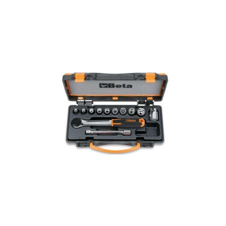 BETA 910B/C10 Assortimento di 10 chiavi a bussola e 2 accessori in cassetta di lamiera