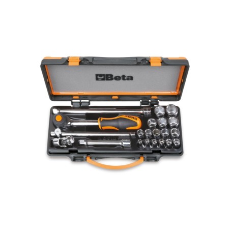 BETA 910A/C16HR Assortimento di 16 chiavi a bussola esagonali e 5 accessori in cassetta di lamiera