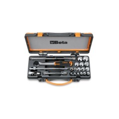 BETA 910B/C16 Assortimento di 16 chiavi a bussola poligonali e 5 accessori in cassetta di lamiera