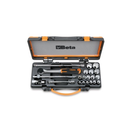 BETA 910B/C16 Assortimento di 16 chiavi a bussola poligonali e 5 accessori in cassetta di lamiera