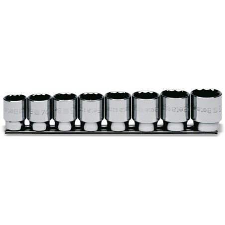 BETA 920B/SB8 Serie di 8 chiavi a bussola a mano bocca poligonale (art. 920B) su supporto