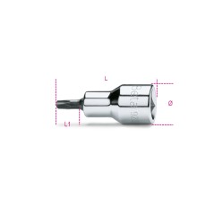 BETA 920RTX Chiavi a bussola maschio per viti con impronta Tamper Resistant Torx®, con attacco quadro femmina 1/2" cromate - ins