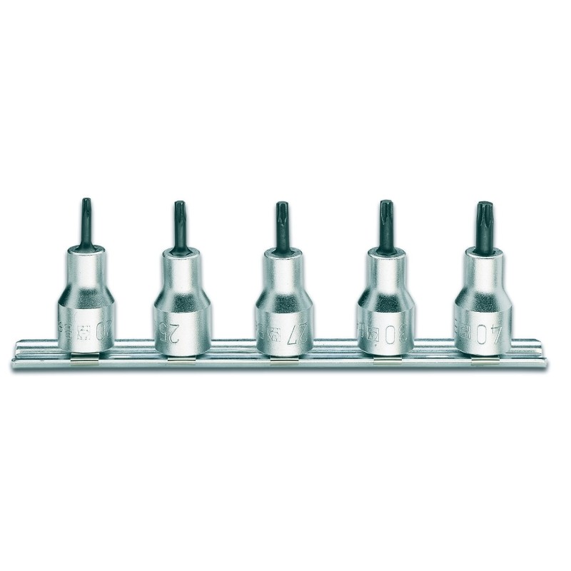 BETA 920RTX/SB5 Serie di 5 chiavi a bussola maschio per viti con impronta Tamper Resistant Torx® (art. 920RTX) su supporto
