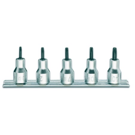 BETA 920RTX/SB5 Serie di 5 chiavi a bussola maschio per viti con impronta Tamper Resistant Torx® (art. 920RTX) su supporto