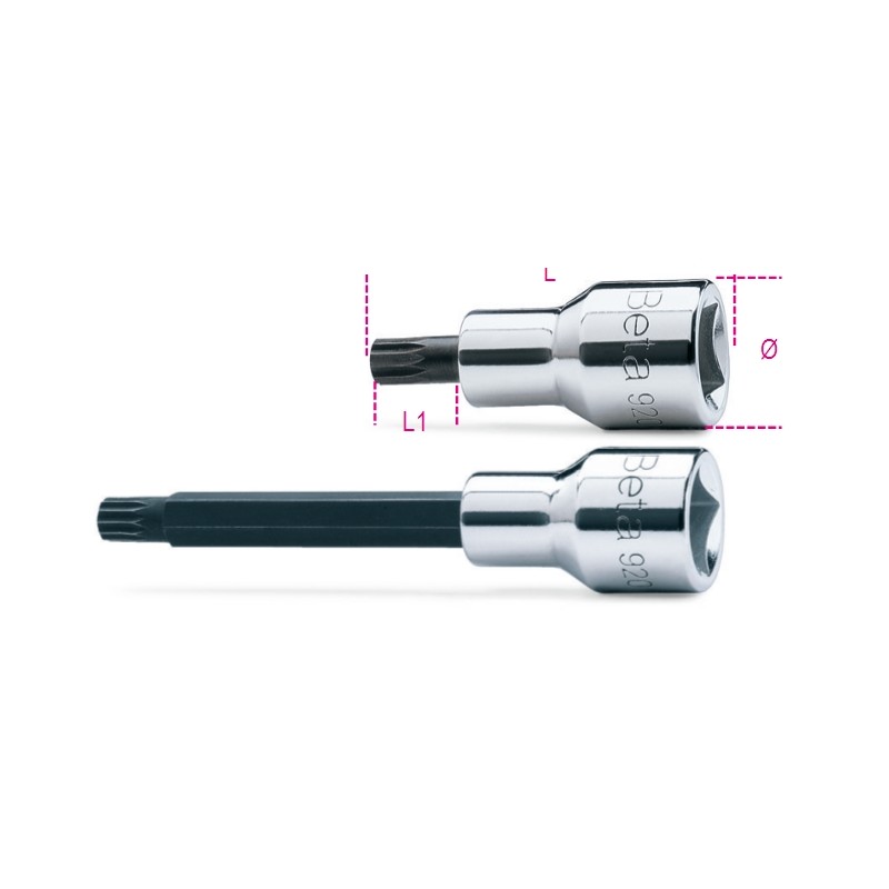 BETA 920XZN Chiavi a bussola maschio per viti con impronta XZN®, con attacco quadro femmina 1/2" cromate - inserti bruniti