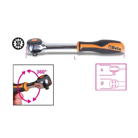 BETA 920/58 Cricchetto reversibile con impugnatura rotante con attacco quadro maschio 1/2" meccanismo a 52 denti