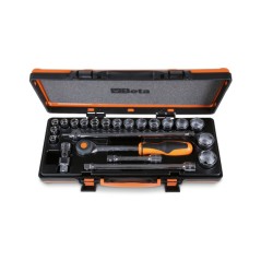 BETA 920A/C17HR Assortimento di 17 chiavi a bussola esagonali e 5 accessori in termoformato rigido, in cassetta di lamiera