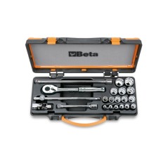 BETA 920AS/MBM-C21 Assortimento di 16 chiavi a bussola poligonali e 5 accessori in cassetta di lamiera, misure in pollici