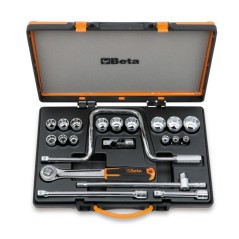 BETA 920AS/C15 Assortimento di 15 chiavi a bussola poligonali e 6 accessori in cassetta di lamiera, misure in pollici
