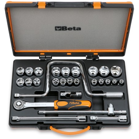 BETA 920A/C21 Assortimento di 21 chiavi a bussola esagonali e 6 accessori in cassetta di lamiera