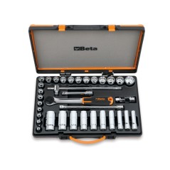 BETA 920B/C30Q Assortimento di 30 chiavi a bussola poligonali e 5 accessori in cassetta di lamiera