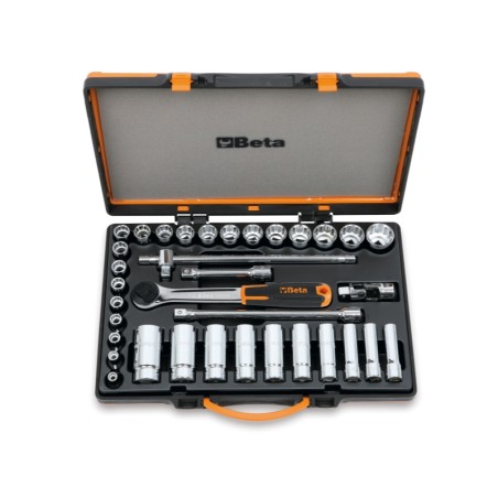 BETA 920B/C30Q Assortimento di 30 chiavi a bussola poligonali e 5 accessori in cassetta di lamiera