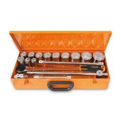 BETA 928A/C12 Assortimento di 12 chiavi a bussola esagonali e 5 accessori in cassetta di lamiera