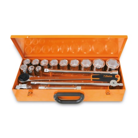 BETA 928A/C12 Assortimento di 12 chiavi a bussola esagonali e 5 accessori in cassetta di lamiera