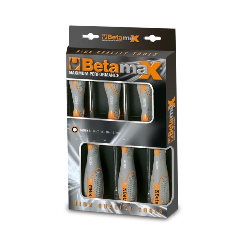 BETA 943BX/D6 Serie di 6 chiavi a bussola esagonale con impugnatura bimateriale (art. 943BX)