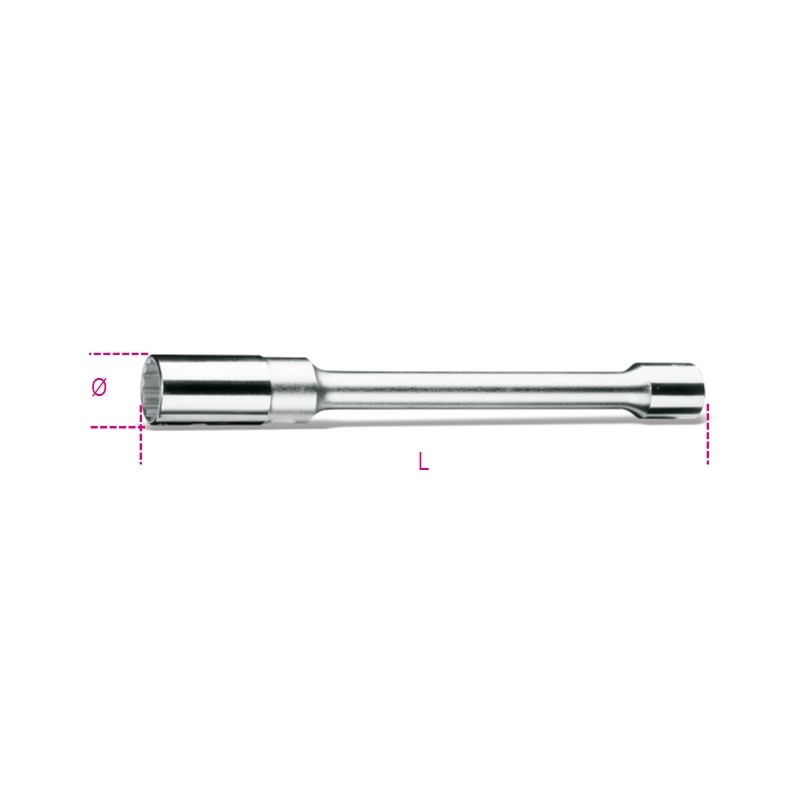 BETA 956L Chiavi a bussola poligonale con attacco quadro femmina 1/2" tipo lungo, per candele d'accensione