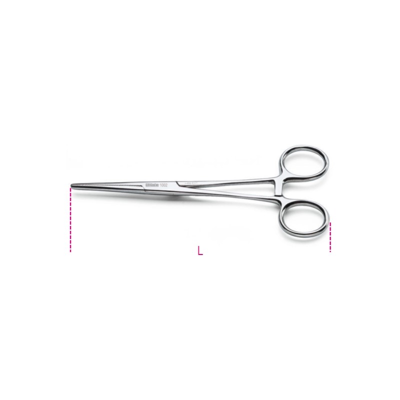 BETA 1002 Pinzetta autobloccante a becchi arrotondati, zigrinati in acciaio inossidabile