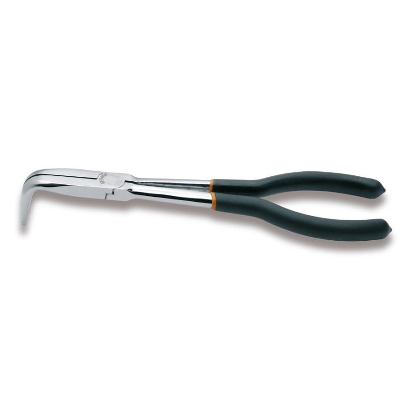 BETA 1009L/C Pinza a becchi mezzotondi lunghissimi zigrinati piegati a 90° per impieghi speciali manici ricoperti con 2 strati d