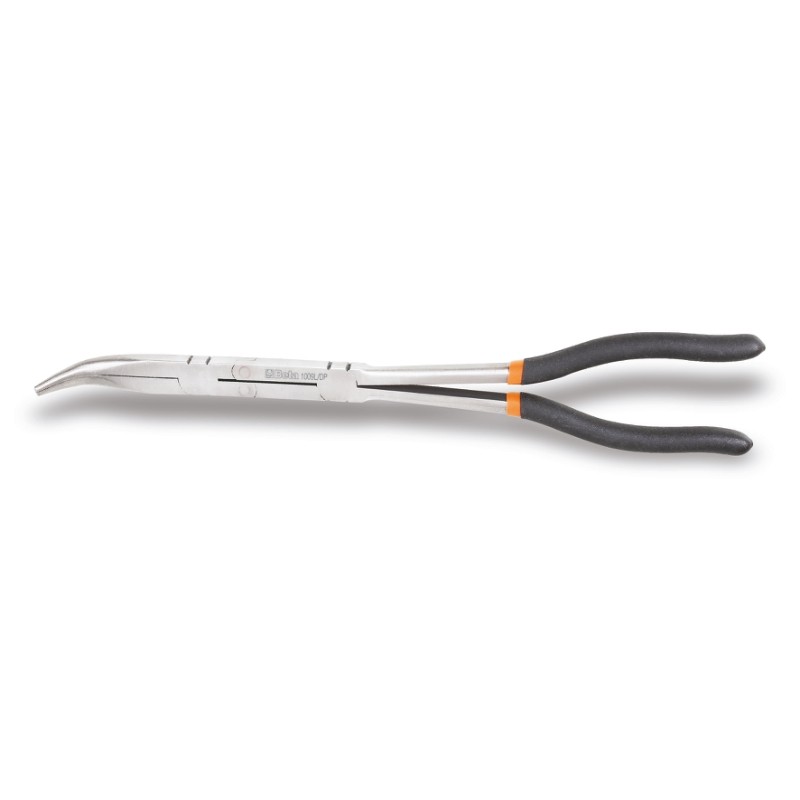 BETA 1009L/DP Pinza a becchi mezzotondi lunghissimi zigrinati piegati a 45°, con doppio snodo manici ricoperti con 2 strati di P