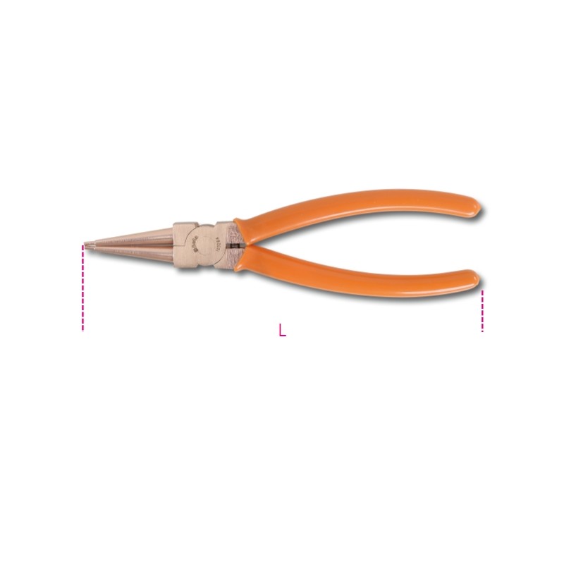 BETA 1032BA Pinze a becchi diritti antiscintilla per anelli elastici di sicurezza, per fori manici ricoperti in PVC