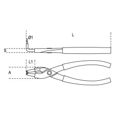 BETA 1034HS Pinze a becchi piegati a 90° per anelli elastici di sicurezza, per fori manici ricoperti in PVC H-SAFE