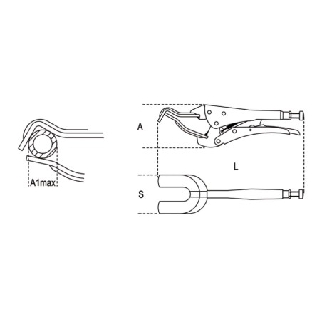 BETA 1061 Pinza regolabile autobloccante ganasce a forcella