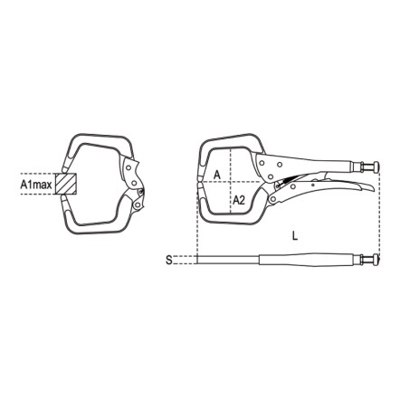 BETA 1062AL Pinza regolabile autobloccante ganasce a collo di cigno in alluminio