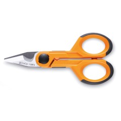 BETA 1128FX Forbici per elettricisti lame dritte in acciaio inossidabile con microdentatura, gola tranciacavo e crimpatore per t
