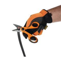 BETA 1128FXS Forbici elettricista con svasatore, lame in acciaio inossidabile con microdentatura, gola tranciacavo e crimpatore 