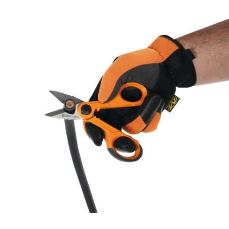 BETA 1128FXS Forbici elettricista con svasatore, lame in acciaio inossidabile con microdentatura, gola tranciacavo e crimpatore 
