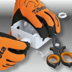 BETA 1128BAX-HS Forbici per elettricisti a doppio effetto, con profili a fresa in acciaio inossidabile rivestito in DLC H-SAFE