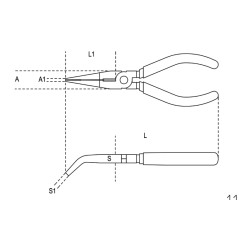 BETA 1168 Pinze a becchi mezzotondi lunghissimi piegati zigrinati cromate manici ricoperti con 2 strati di PVC antiscivolo