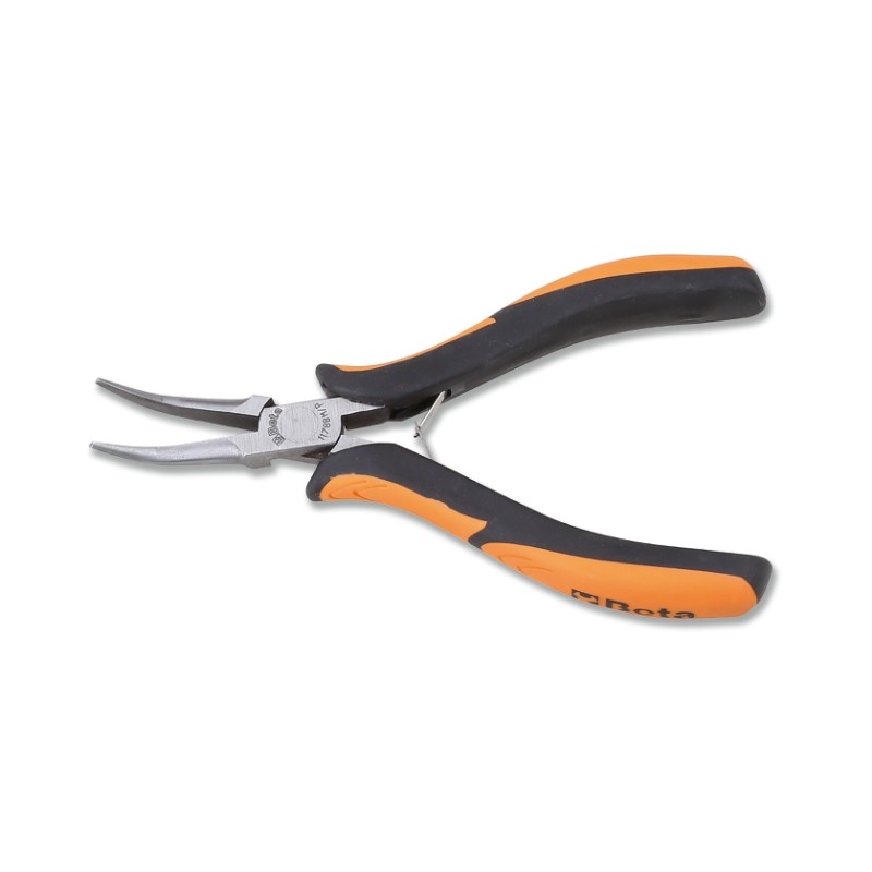 BETA 1178BM/P Pinza per elettronica a becchi mezzotondi lunghi lisci rastremati piegati impugnatura bimateriale