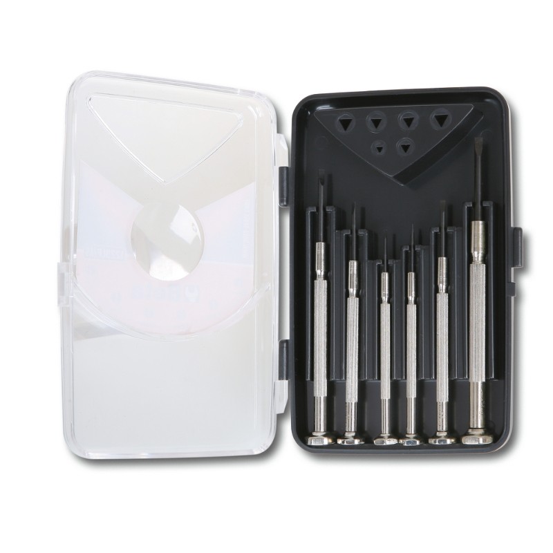 BETA 1229LP/A6 Serie di 6 microgiravite per viti senza testa con intaglio (art. 1229LP) in cassetta