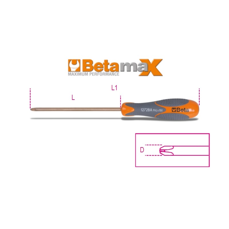 BETA 1272BA Giravite per viti con impronta a croce Phillips® antiscintilla